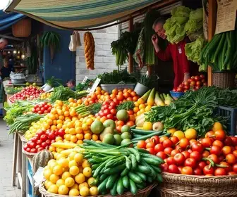 Frutas, verduras e produtos tradicionais das feiras